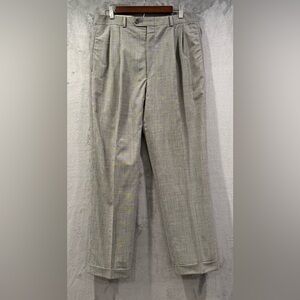 Lauren Ralph Lauren VTG Houndstooth Wool Trousers Men's 32 Pleated Cuffed